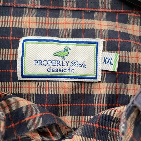 Properly Tied Plaid Button Down Shirt Classic Fit Men’s size XXL - Picture 7 of 8